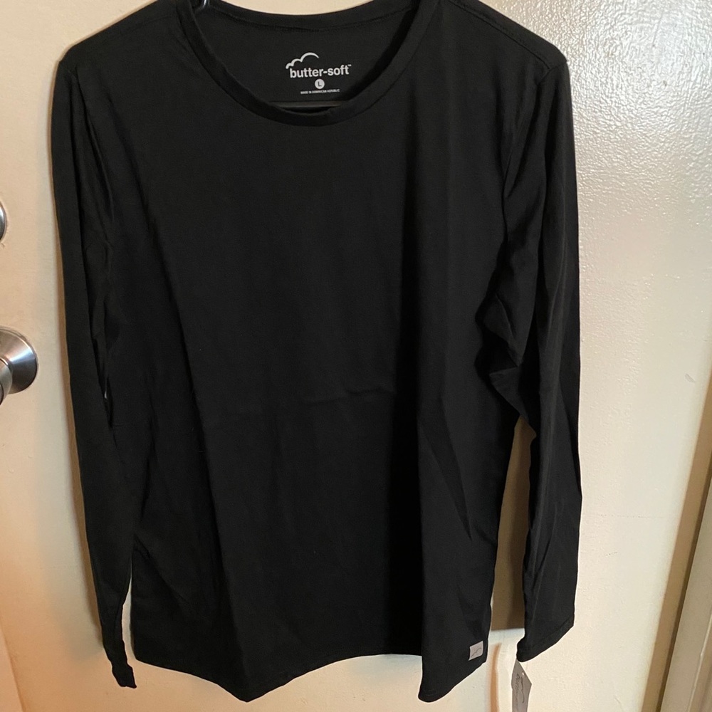 Butter-Soft Long Sleeve Black Under Scrub Top